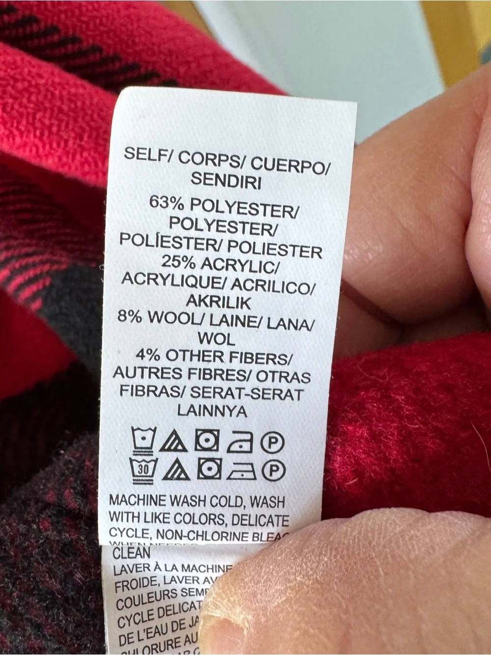 Lucky Brand Red & Black Plaid Open-Front Coatigan